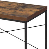 ZNTS Weathered Oak and Black Writing Desk with Metal Sled Base B062P184521