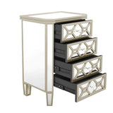 ZNTS Elegant Mirrored 4-Drawer Chest with Golden Lines Storage Cabinet for Living Room, Hallway, Entryway WF302317AAN