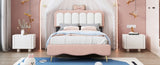 ZNTS Full size Velvet Princess Bed With bow-knot Headboard,Full Size Platform Bed with Headboard and WF315549AAH