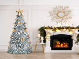 6 FT Snow Flocked Pre-lit Artificial Pop Up Christmas Tree with 100 Warm Lights and Golden Ornaments 77360414
