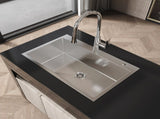 Stainless Steel Kitchen Sink, 30x19 Single Bowl, Overmount Handmade Sink in Dark Gray, with US 59818375