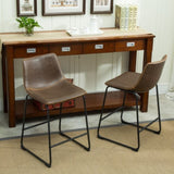 Lotusville Vintage PU Leather Counter Height Stools, Set of 2, Antique Brown T2574P164858