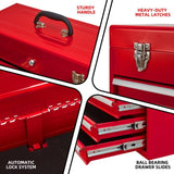Metal Tool Box with 4 Drawers Portable Steel Tool Chest with Metal Cylinder Lock and Latch Closure, W3037P241995