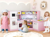 Interactive Kids Play Kitchen with Ice Maker & Chalkboard, Corner Design Pretend Cooking Set with 58335209