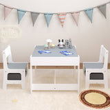 Kids Table and Chair Set, 3 in 1 Wooden Activity Table with Storage Drawer for Toddlers Drawing, 99413075