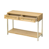 TREXM Entryway Table, Console Table with Two Drawers, Retro Hallway Table with Striking Geometric N715P227910N