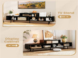63" TV Stand for 70" TVs - 3 Classified Compartments, Rustic Brown/Black/White, Engineered 09349822