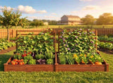 Brown Fir Wood Raised Garden Bed with 3 Climbing Trellises, 2 Large Open-Base Planting Boxes Modular 75092902