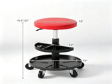 Red Rolling Mechanic Stool with 2-Tier Tool Storage Trays, PU Leather Pneumatic Height 80411664