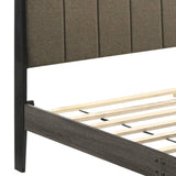 Brown and Weathered Grey Upholstered Queen Bed B062P181288