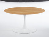 42.1 Inch Oak Grain Textured Finish Tulip Dining Table, Mid-Century Modern Table Seats 4-6, W234P370301