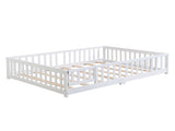 full Size Floor Bed with Door,Solid Wood Platform Bed Frame with Fence,Suitable for children,Pine W495123240