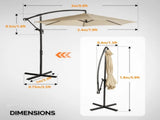 10FT Offset Patio Umbrella Cantilever Banana Umbrella with Crank Tilt Cross Base Khaki 57103469