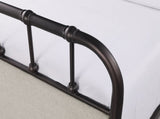Industrial Style 1pc Queen Size Bed Rustic Curved Edges Metal Frame Fabric Upholstered HB FB, Dark B2741P609108