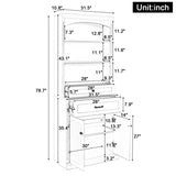 White Bathroom Storage Cabinet with Two Doors, Drawers, Adjustable Shelf & Three Open Shelves N725P252486K