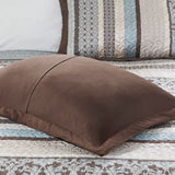 5 Piece Reversible Jacquard Bedspread Set Blue Queen B03597646