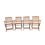 Foldable Patio Dining Set, 4 Folding Chairs, Indoor and outdoor universal, Teak W495P190465
