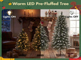 3Pack PreLit Snow Flocked Pencil Christmas Tree Set, 3FT/ 4FT/ 5FT Slim Artificial Xmas Trees with N710P523031F