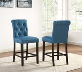 Leviton Solid Wood Tufted Asons Counter Height Stool, Set of 2, Blue T2574P165114