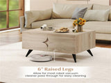 31.5" Multi-Storage Coffee Table - 3-Door CabinetBack Open Compartment, Natural Wood Texture 11870095