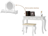 Modern Concise 4-Drawer 360-Degree Rotation Removable Mirror Dresser White 32759839 20407644