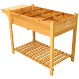 8 Pockets Horticulture Raised Garden Bed Elevated Wood Planter Box Stand with Foldable Side Table W465P189516