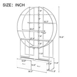 70.8 Inch Round Office Bookcase Bookshelf, Display Shelf, Two Drawers, Gold Frame WF306850AAG