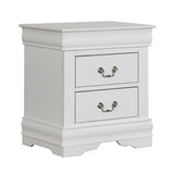 1pc Nightstand White Louis Philippe Solid wood English Dovetail Construction Antique Nickle Hanging B011P159911