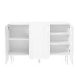 ON-TREND Cream Style Minimalist Shoe Cabinet with 5 Solid Wood Legs, Sideboard Buffet Cabinet with N721P180695K