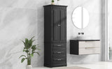 ZNTS Tall Storage Cabinet with Three Drawers for Bathroom/Office, Black WF299282AAB