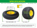 Set of 2 20x8.00-8 Lawn Mower Tires and Wheel Assembly, 4-Ply Tubeless Turf Tread Heavy Duty, 3.5" W1364P445940