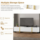 Luxury Fluted TV Stand for TVs Up to 80'', Modern Entertainment Center with Storage Cabinets & 43959037