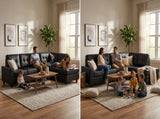 Modern Upholstered Sectional Sofa with Reversible Chaise, Black, Large Seating, Supportive Foam B2771P498538