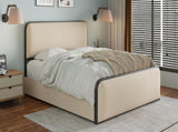 Modern Metal Bed Frame with Curved Upholstered Headboard and Footboard Bed with 4 Storage Drawers, N701P229016B
