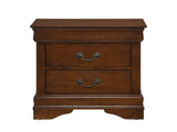 Classic Louis Philippe Style Brown Cherry Finish 1pc Nightstand of 2x Drawers Traditional Design B01155850