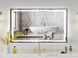 40x32" Black Eco-Friendly Silver MirrorDual LED Light StripsFront and Back Lighting T3177P320576