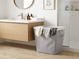 (2 pack) Polyester Laundry Hamper with Removable Liner, Slim Rectangle with Carrying Handles, Gray 66444303