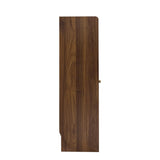 Sideboard with 2 Sliding Striped Glass Doors, Freestanding Countertop Storage Cabinet for Bottles, W331P286248