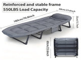 Patio Chaise Lounge Bed, Ergonomic Single Reclining Cot, Portable Heavy Duty Outdoor/Indoor 91892031
