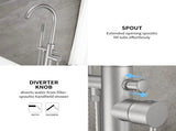 Freestanding Bathtub Faucet Tub Floor Mount Bathroom Faucets Brass Single Handle with Hand Shower 30994352