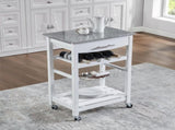 Mobile Rolling Kitchen Island Cart with Marble Top, Kitchen Trolley with Drawer, Slide-Out Wire 49275756