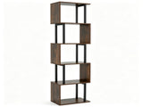 5-Tier S-Shaped Bookshelf, Modern Geometric Freestanding Display Shelf with Heavy-Duty Metal Frame, 34235472