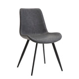 Modern Design Dining Chairs 2pc Set Gray Faux Leather Upholstery Black Metal Legs Kitchen Dining B011P238922