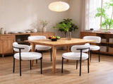 White Set of 4 Modern Upholstered Dining Chairs, Round Kitchen Chairs with Curved Backrest & Thick 12815318