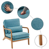 ZNTS Oak Armrest Oak Upholstered Single Lounge Chair Indoor Lounge Chair Teal 35782553