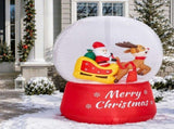 6FT Christmas Inflatable Snow Globe with Reindeer Pulling Santa, Snowfall-Style Design, 5 LED 37392157