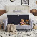 Velvet Multifunctional Storage Rectangular ottoman bench with 1 Pillow, grey N769P186110G