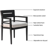 Outdoor Patio K/D Aluminum Stationary Dining Chairs 4PCS with Outdoor-grade Sunbrella Fabric W1886P163107