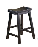 ZNTS Black Finish 24-inch Counter Height Stools Set of 2pc Saddle Seat Solid Wood Casual Dining Home B01151975