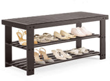 Shoe Rack Bench, 3-Tier Bamboo Storage Organizer, Brown 52614899